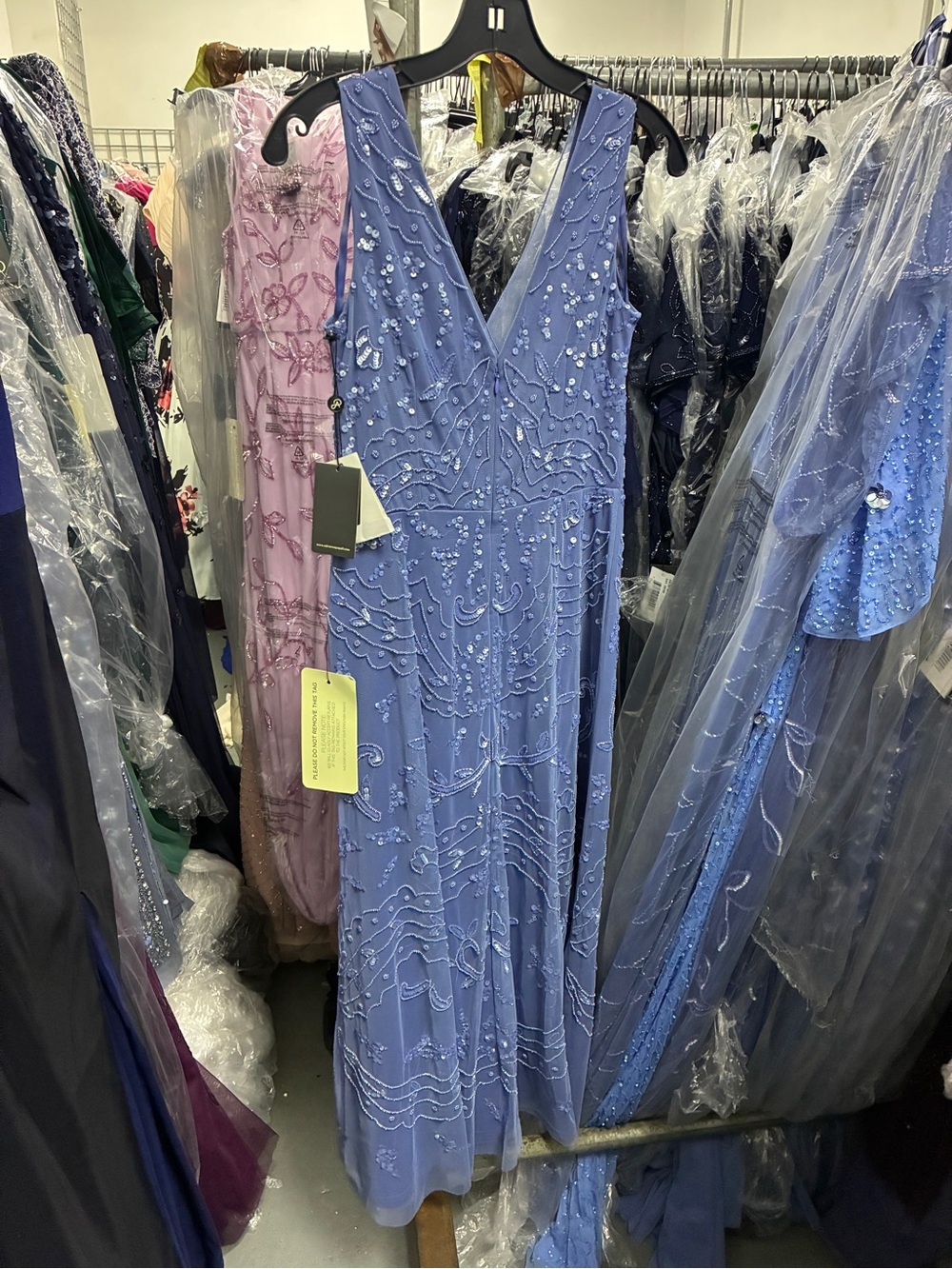 Adrianna Papell Dress SZ 14 Blue Sequin Beaded Midi Formal Cocktail NWT GALA MOB - Picture 10 of 13